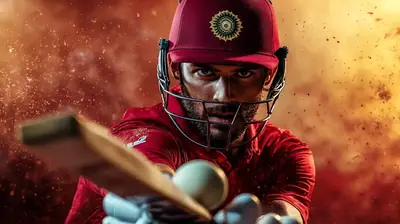 Cricket Betting Professional cricket batsman in red jersey ready for online sports betting